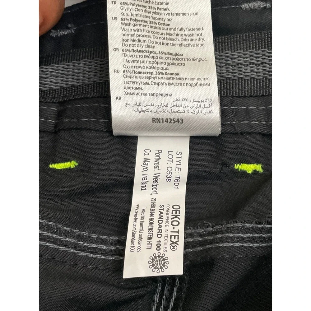 NEW Portwest PW3 Work Trouser Mens 36 Black T601 Cargo Utility Drop Hem Pants